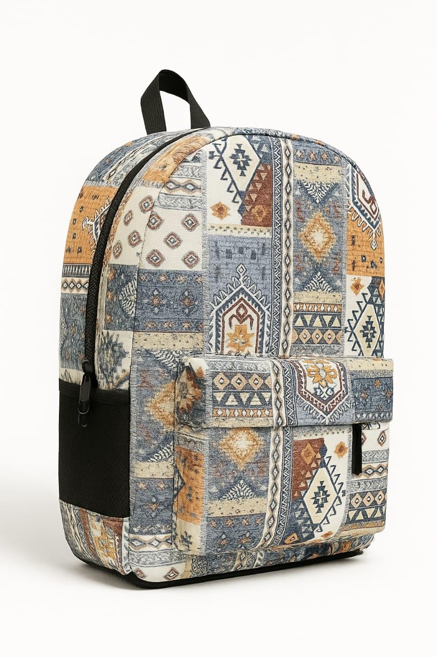 shortwell Patchwork Backpack, Multi-Color, Tribal Pattern, Bohemian Style, School Travel Bag-picture-35