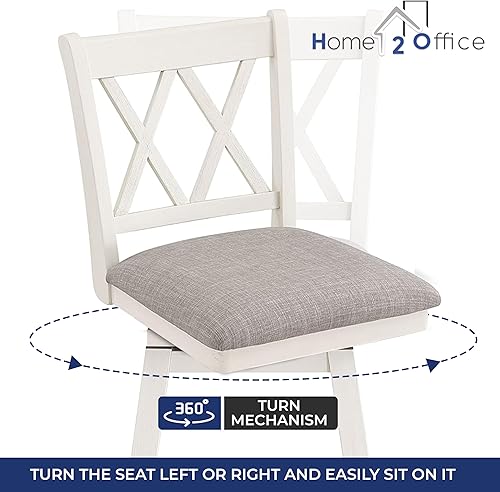 Miniatura 5 de Home 2 Office Brookline - Taburete giratorio con mecanismo de giro de 360, taburetes rústicos de granja para encimera de cocina con cojín, altura