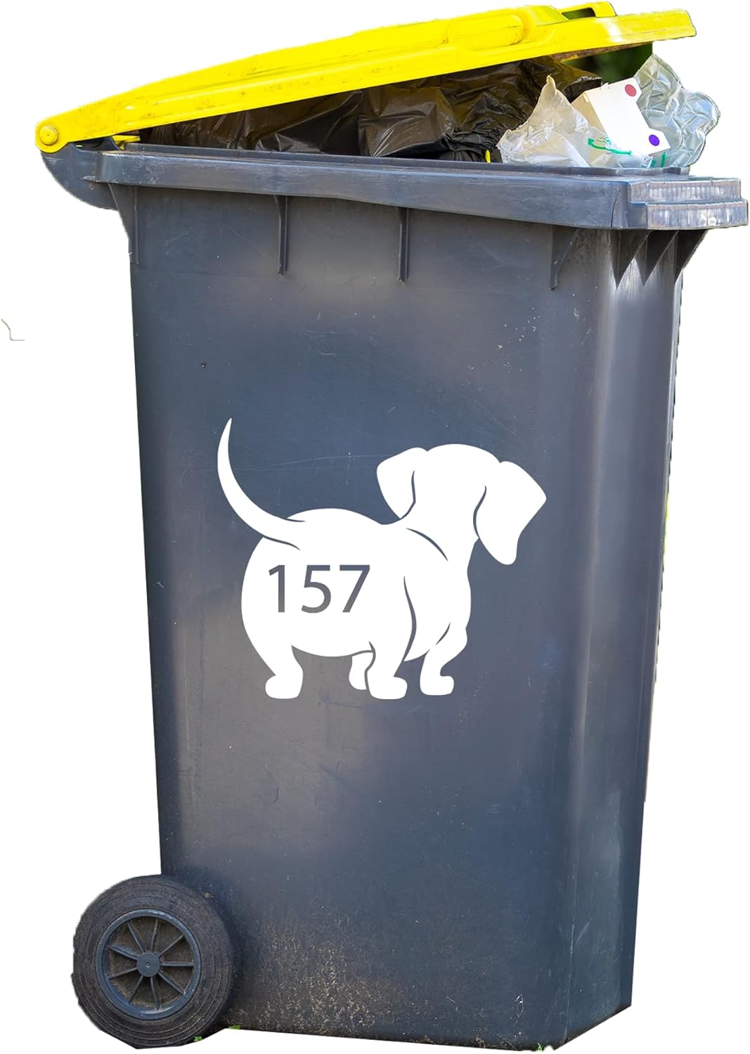 Personalised Wheelie Bin Sticker Dog dachshund Silhouette Funny Custom