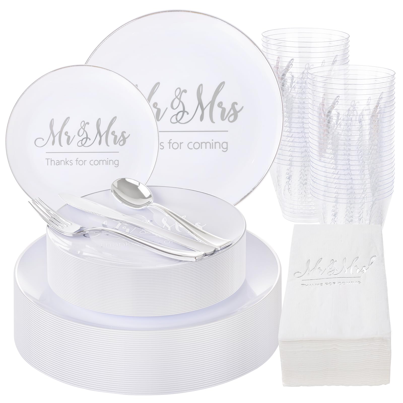 Gold Wedding Plates & Napkins - 175 Pcs -14