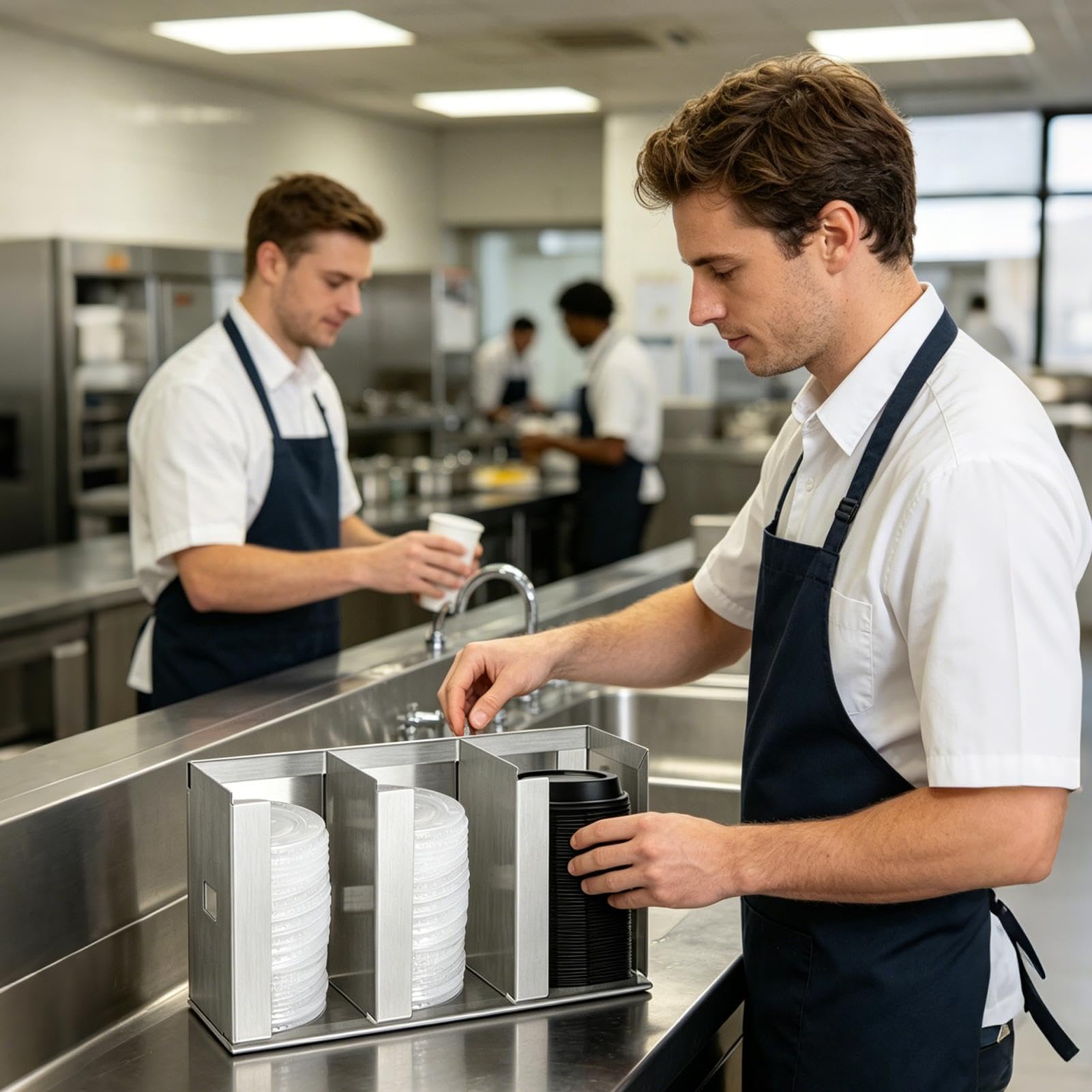 Generico Support pour tasses et couvercles | Porte- en acier, distributeur de verres de comptoir, pour maison, bureau, appartement, cuisine, salle de sport, fêtes locales et magasins