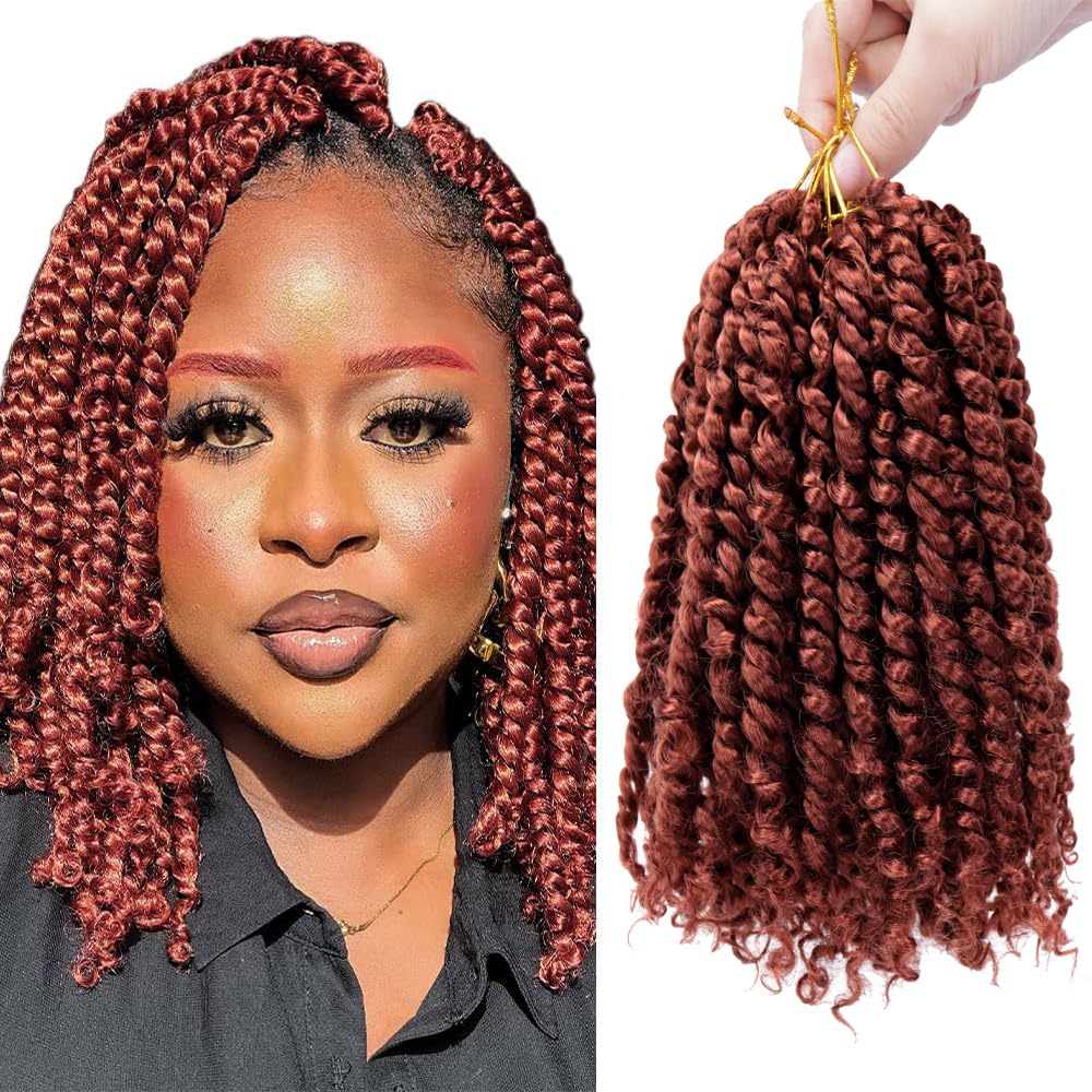 8 Packs Passion Twist Hair 8 Inch Pre-twisted Passion Twist Crochet Hair Pre-looped Crochet Braids Hair for Women Passion Twists Braiding Hair