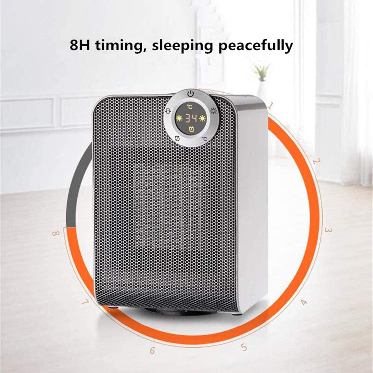 Calentador Duradero Calefactor-Estufas eléctricas Calefactor de cerámica con Control Remoto Termostato Digital con Pantalla táctil Calentador de Ventilador