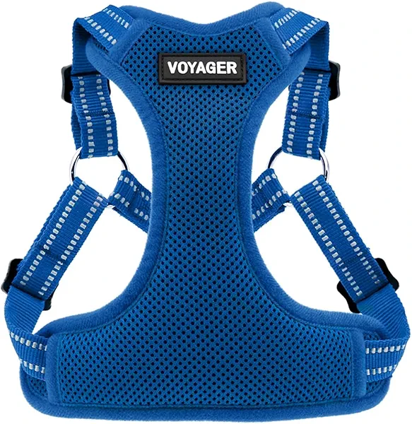 Best Pet Supplies Voyager Adjustable Dog Vest Harness Breathable No Pull Harness for Small, Medium, Large Dogs, Harness for Walking, Jogging, Easy Step-In, Reflective Stripes - Royal Blue, S