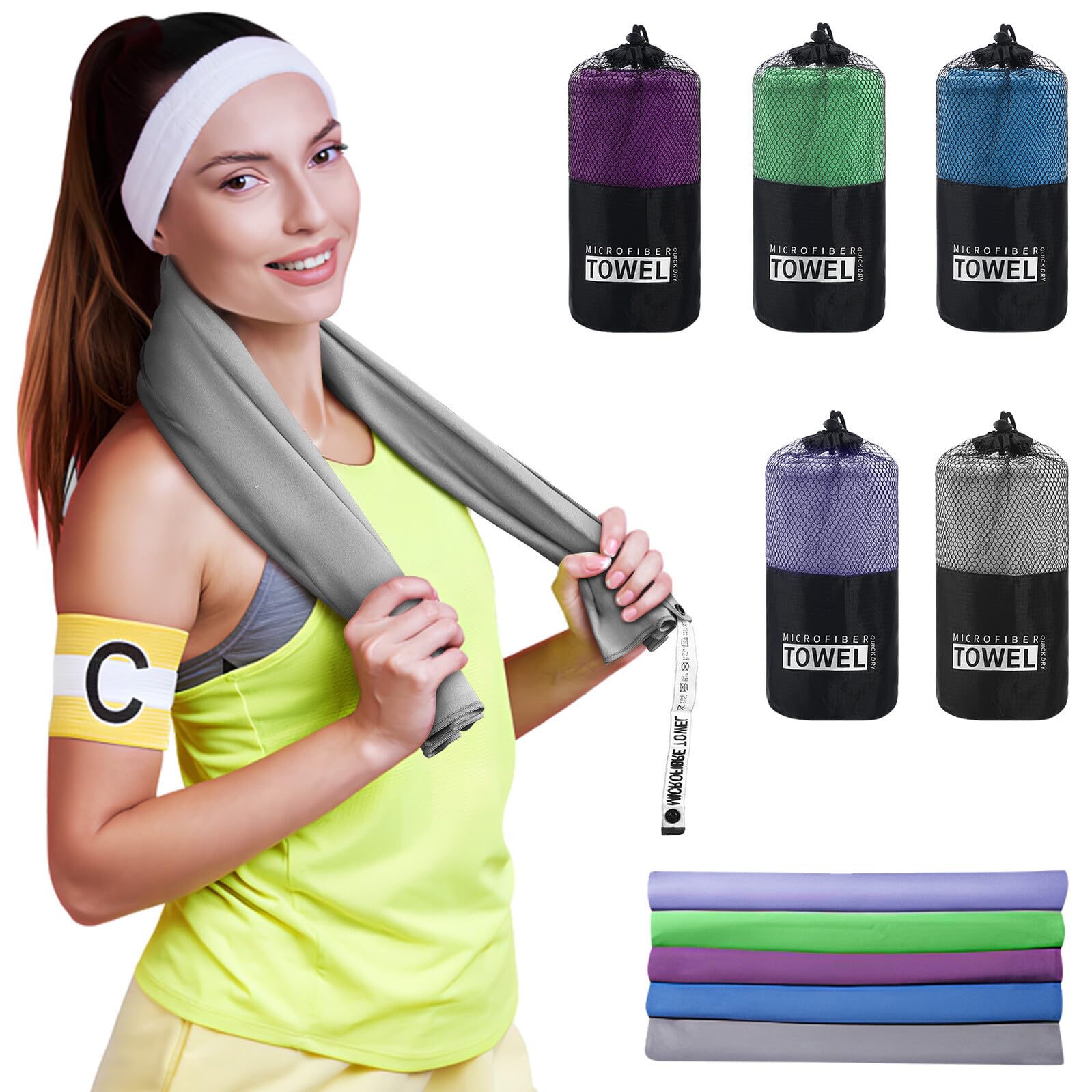 Serviette de plage microfibre gris double face fini les serviettes lourdes