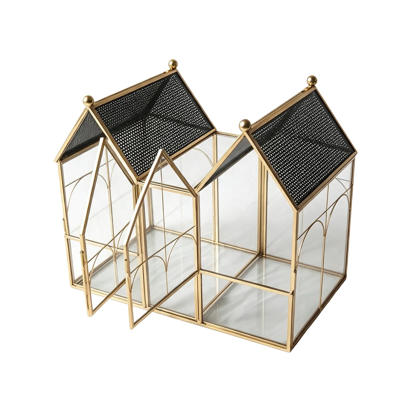 Contenitore per esposizione per terrario, Gold Double Roof