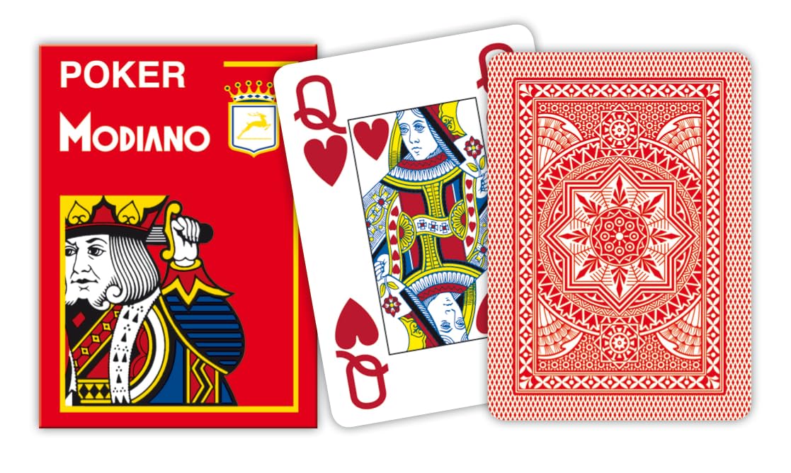 Modiano Cristallo 482 – Poker Playing Cards, Index 4, Red