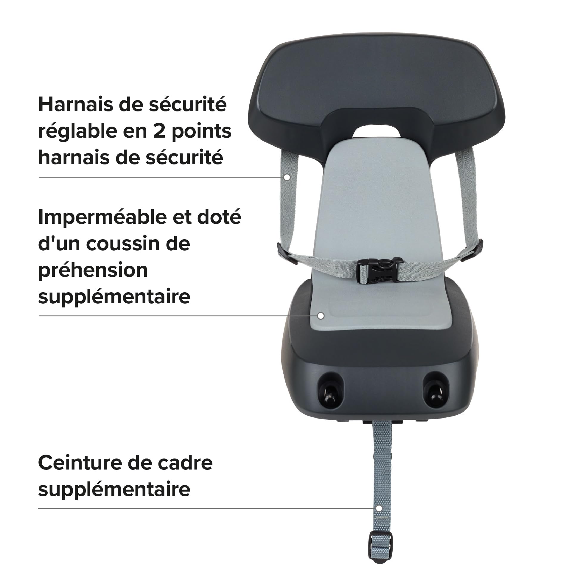 POLISPORT 8636100022 - Siège Guppy Junior MIK HD Polyvalent pour Enfants de 6+, Compatible avec vélos 24''-29'' et vélos électriques avec Porte-Bagages MIK HD, Charge Max. 27 kg, Couleur Gris Foncé
