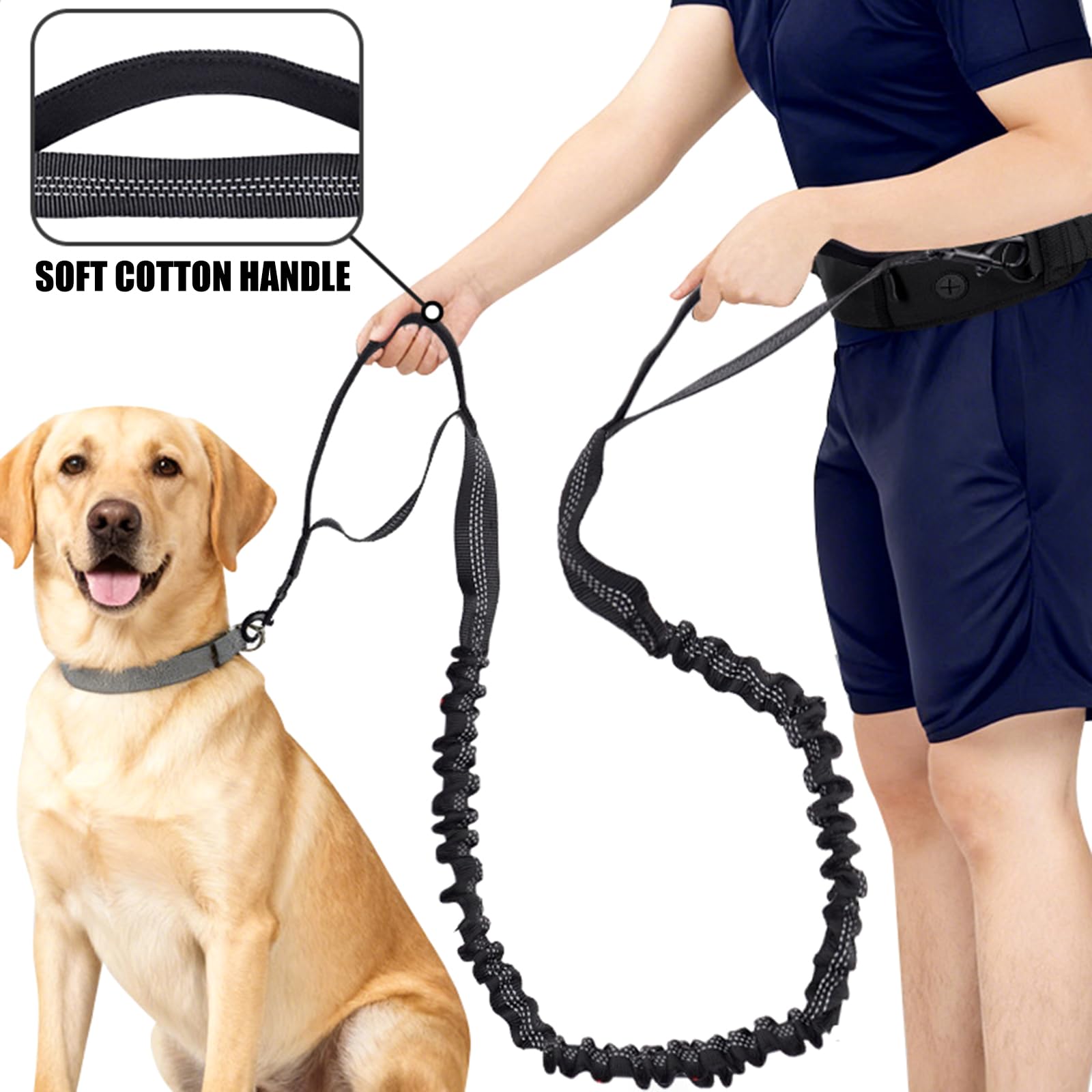 Ceinture de Laisse rotative Anti-Torsion pour Chien, avec Deux poignées et Ceinture réglable pour Grands Chiens, de Marche Ergonomique pour Chien