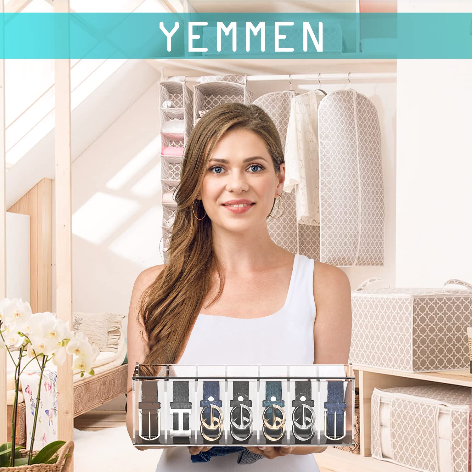 Organizador De Cinturones Acrílico Transparente Compartimentos,  Para Cajones, Corbates, Relojes