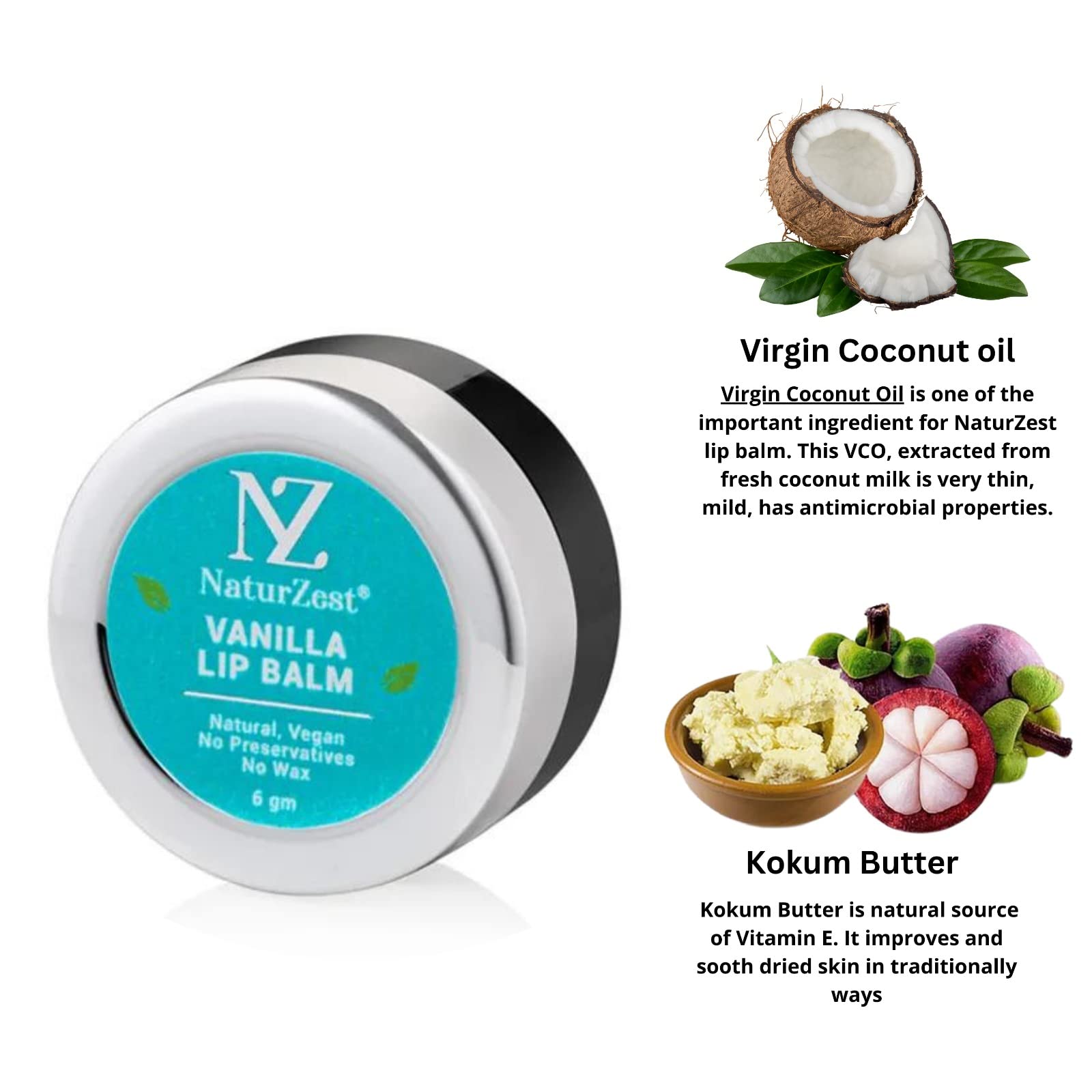 NaturZest Vanilla Lip Balm Moisturizer 100% Natural Treatment Repair Stick for Dry, Chapped & Cracked Lips Care for Men Women Organic Chapstick for Soft Lips | Non-Comedogenic | Vegan | Cruelty-Free 3