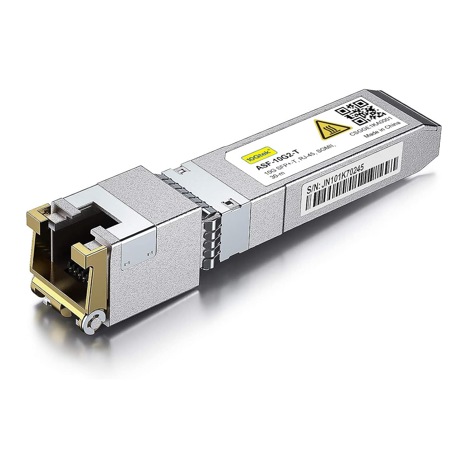 10Gtek 𝟭.𝟮𝟱/𝟮.𝟱/𝟱/𝟭𝟬𝗚-𝗧 𝗦𝗙𝗣+ 𝘁𝗼 𝗥𝗝𝟰𝟱 CAT.6a Copper Transceiver, Auto-Negotiation SFP+ Ethernet Module, up to 30-Meter, for Cisco SFP-10G-T-X, Ubiquiti UniFi, Netgear and More