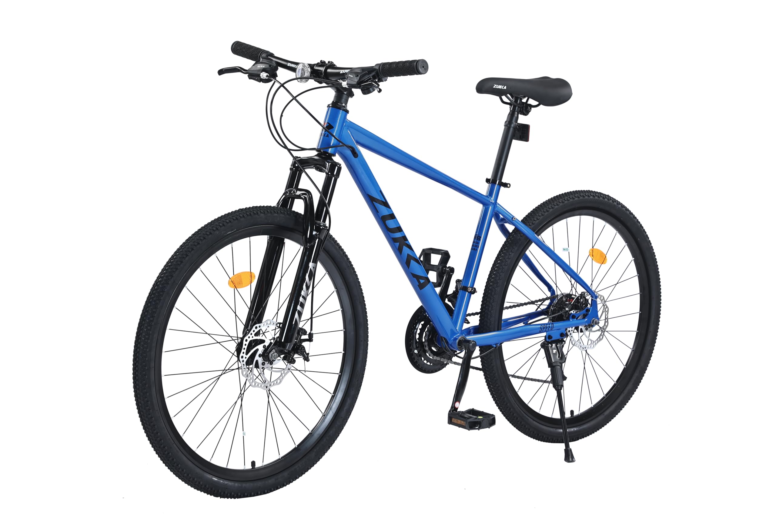 MEGHNA Mountain Bike 26 Inch Bike Front Suspension Dual Disc Brake Student Bicycle All Terrains Mountain Bike 24 Speed Hardtail MTB for Teen Women Men (Blue)