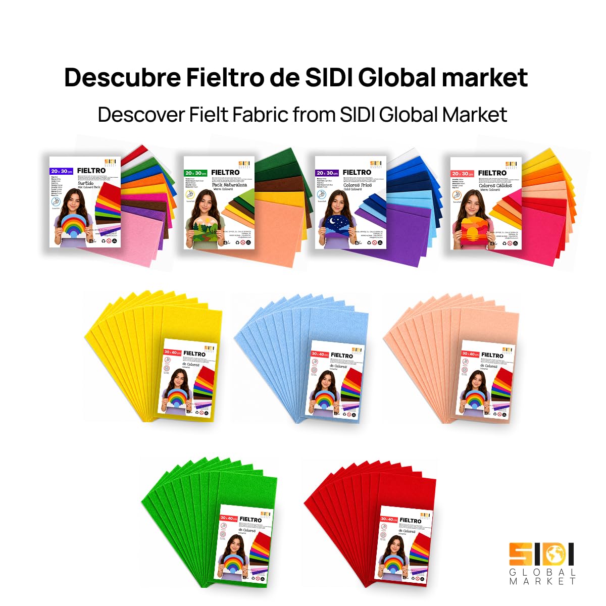 SIDI Fieltro Verde Oscuro 40 Láminas 40x30 Tela Manualidades DIY