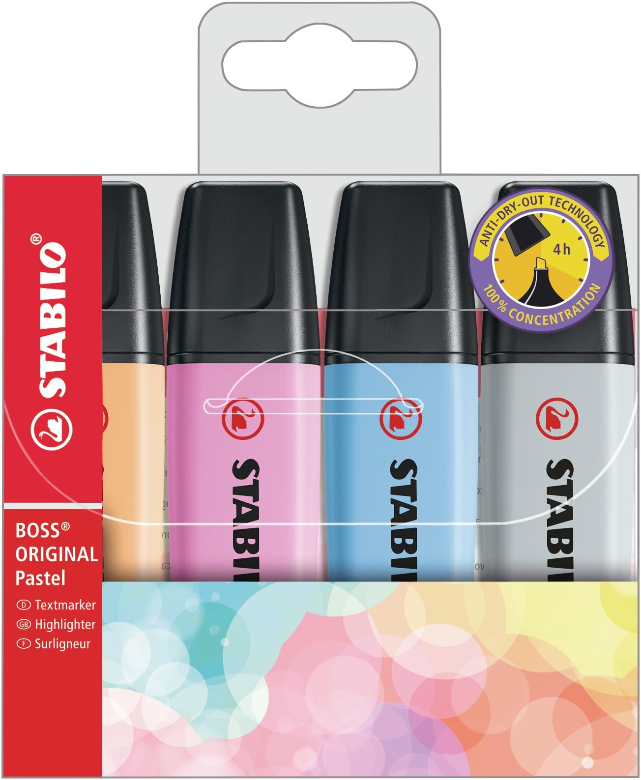 STABILO BOSS ORIGINAL Pastel – 4er Pack Textmarker