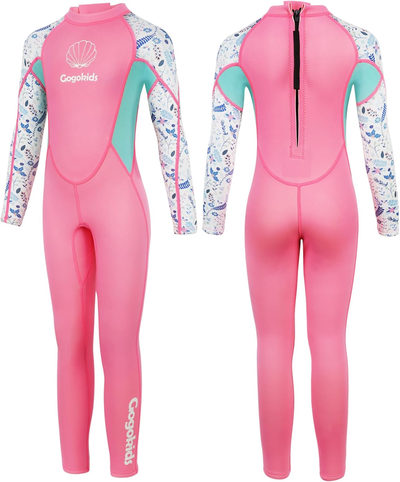 Gogokids Kids Wetsuit Long Sleeve 2.5mm - Boys Girls Neoprene Swimming Wetsuit with UV Protection 50+ & Back Zipper, Warm Full Wetsuit for Swimming Surfing Beach, Ages 2-10 Boys Girls