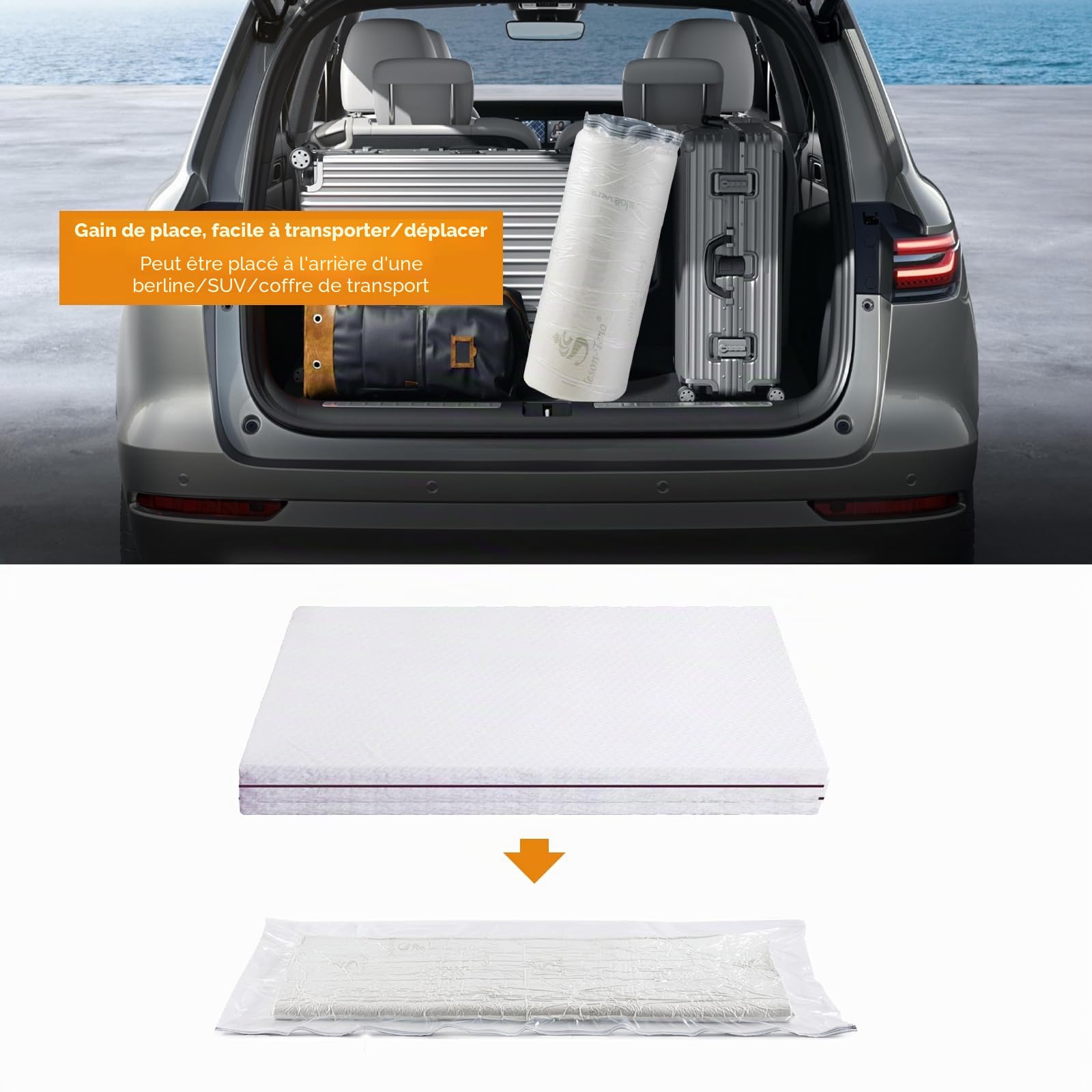 Esoes Lot de 2 sacs sous vide pour matelas, couettes, 240 x 120 cm, sacs de rangement sous vide pour matelas, vêtements, étanches, hermétiques, réutilisables, peu encombrants, matelas de compression