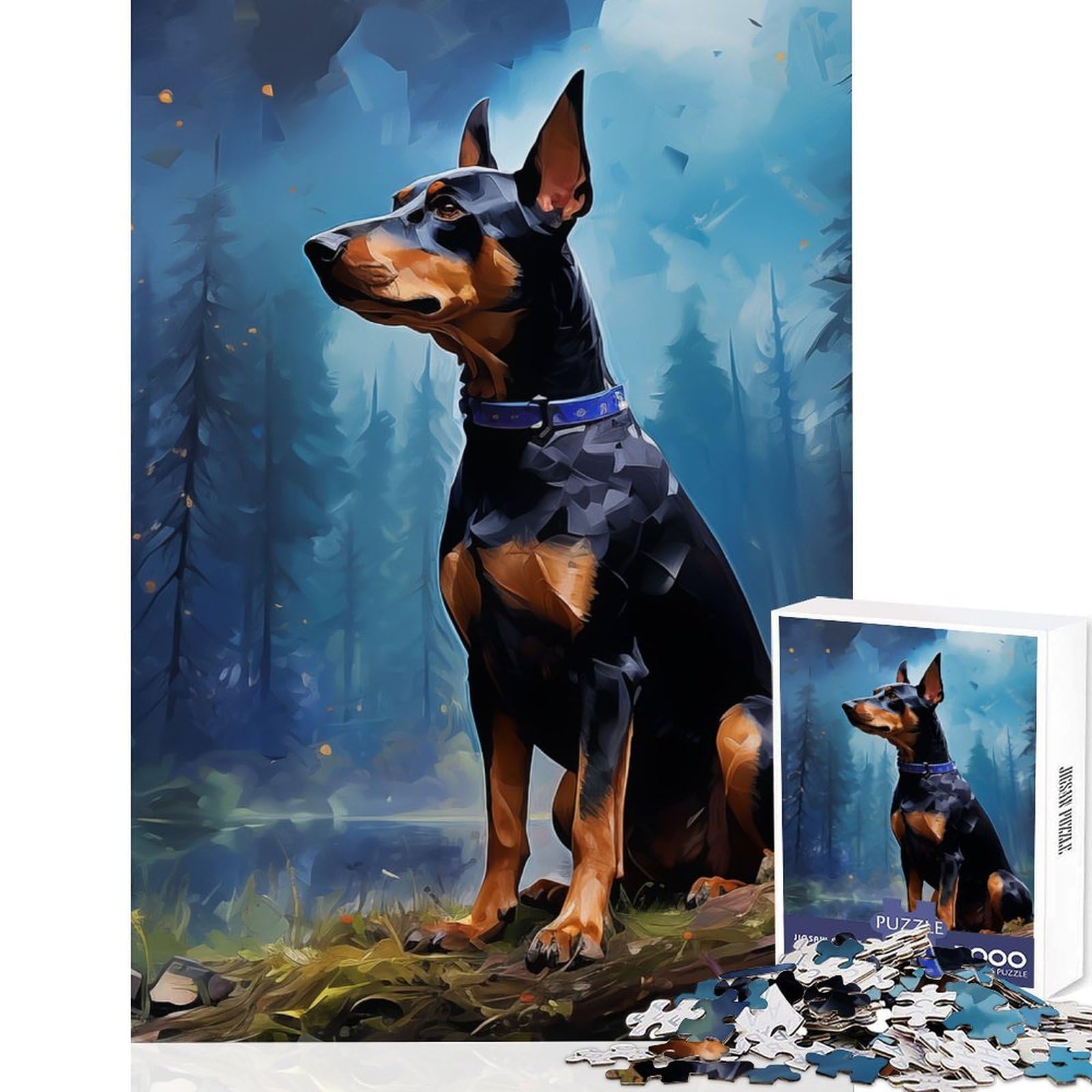 Magical Dobermann Jigsaw for Teenagers1000 Pieces Mind Gym Fun Precision Cut Smooth Edges Christmas Stocking Stuffer Game 50x75cm