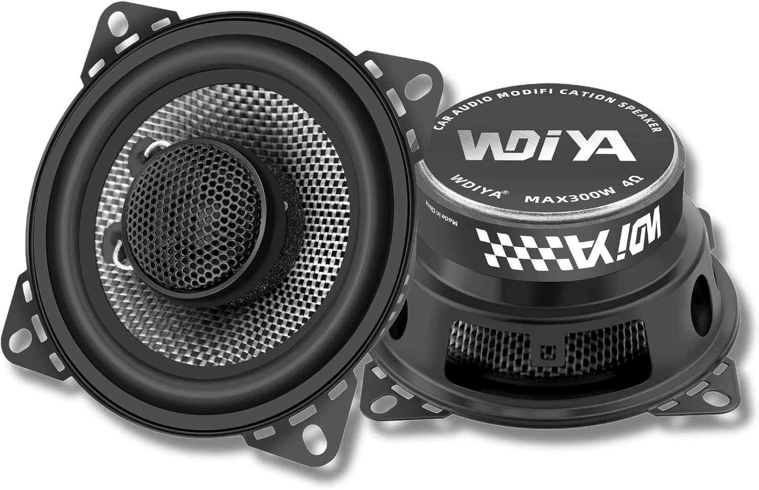 2025 Upgrade 4-Inch Car Coaxial Speakers – 2-Way Full Range Stereo, 300W Peak Power, Carbon Fiber Cone, 4 Ohm, High Fidelity Audio for Surround Sound – Professional High-End Auto Audio System