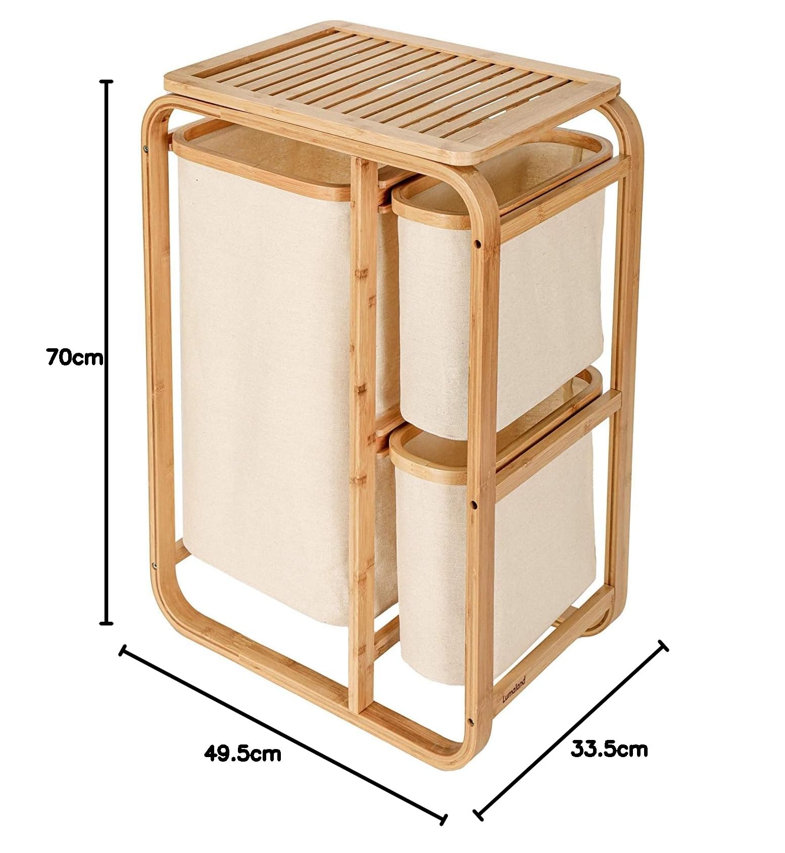 Cesto portabiancheria in bambù ripiano per il bagno portabiancheria in bambù sacchetto per il bucato ripiano per il bagno selezionatore di biancheria XL 49x33x70 cm Beige