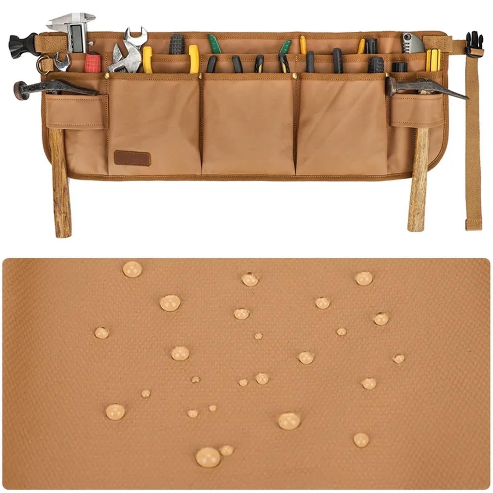 Bolsa de lona for herramientas profesional, cinturón con 13 bolsillos, delantal trabajo for artesanos electricistas Para Carpintero(Black)