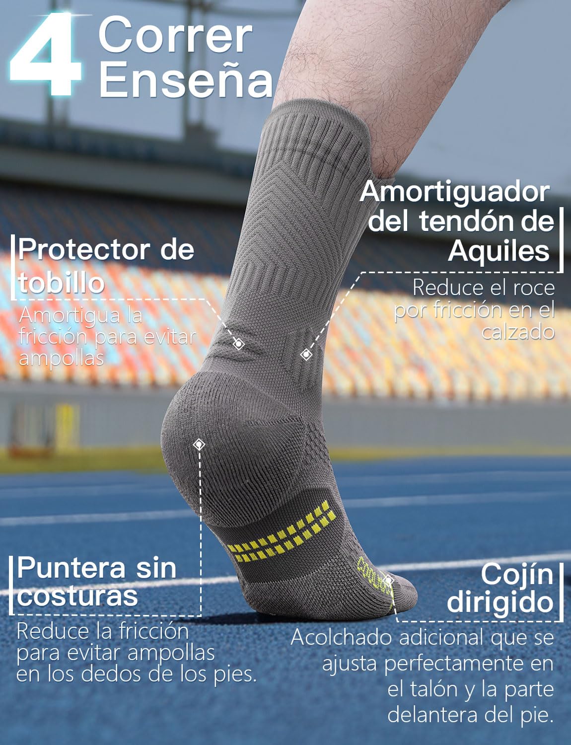 Juclise Calcetines de compresión de viscosa de bambú para correr, atletismo, senderismo, baloncesto, entrenamiento (FR/ES, Números, 42, 47, Regular, Regular, Gris Negro)