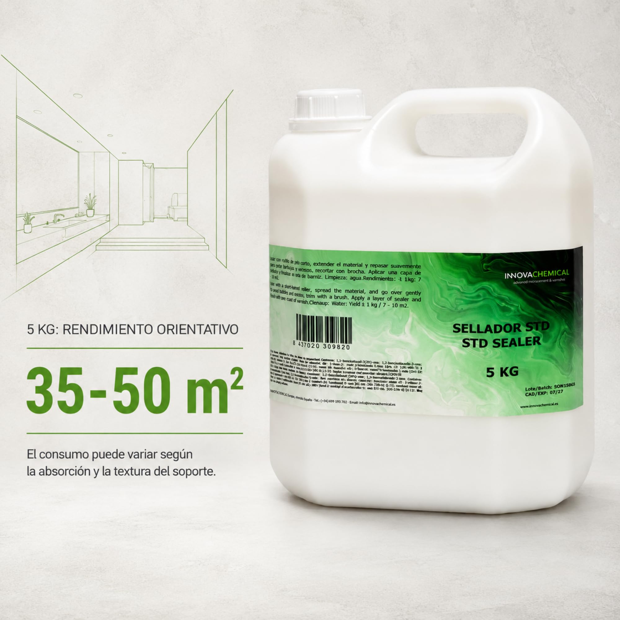 Sellador al Agua 5kg para Microcemento Cemento Mortero y Madera
