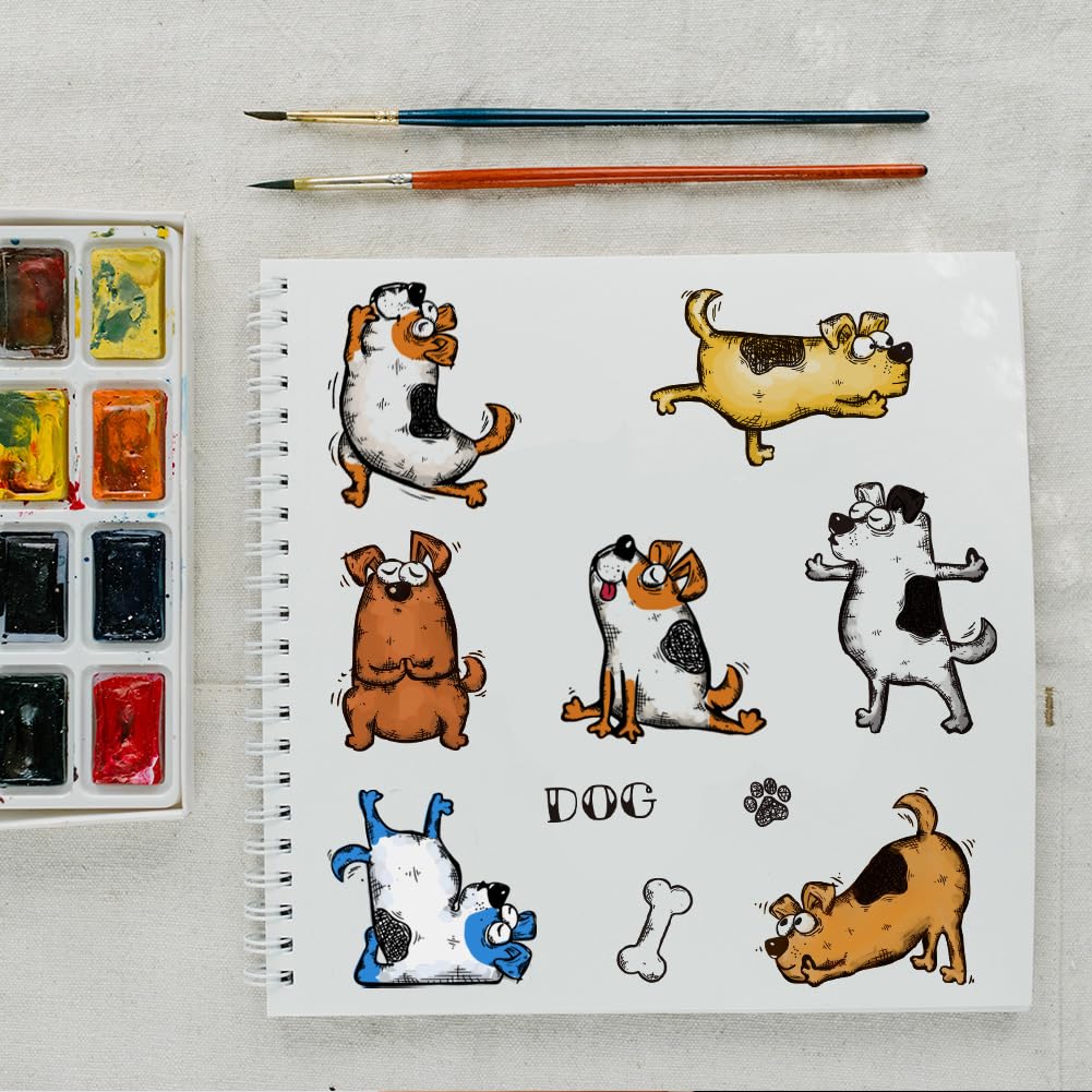 GLOBLELAND Timbri Trasparenti In Silicone Con Cani Yoga - Set Di Francobolli Per Scrapbooking, Biglietti, Album, Diario - Timbri Carini E Riutilizzabili