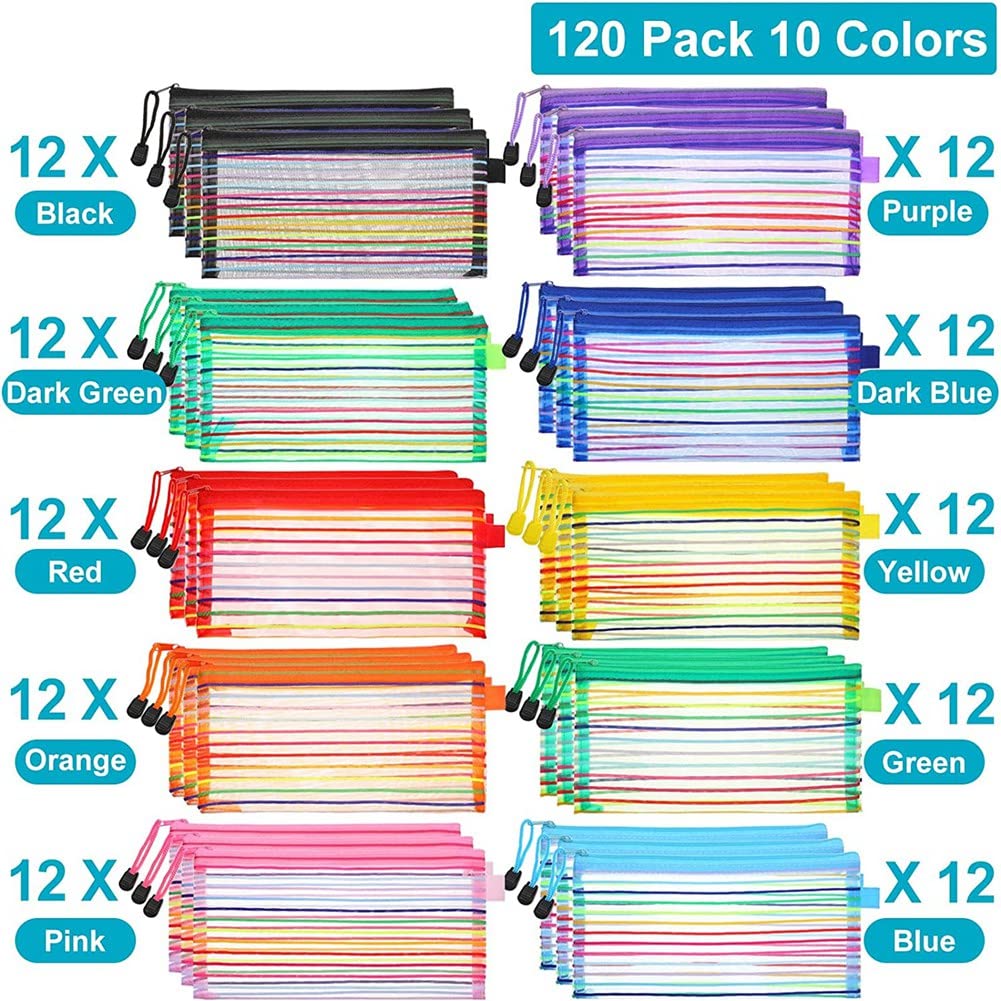 Paquete de 120 bolsas de con cremallera multicolor para lápices, bolsas de de viaje, bolsa de pequeña para oficina, escuela, accesorios de viaje, multicolor