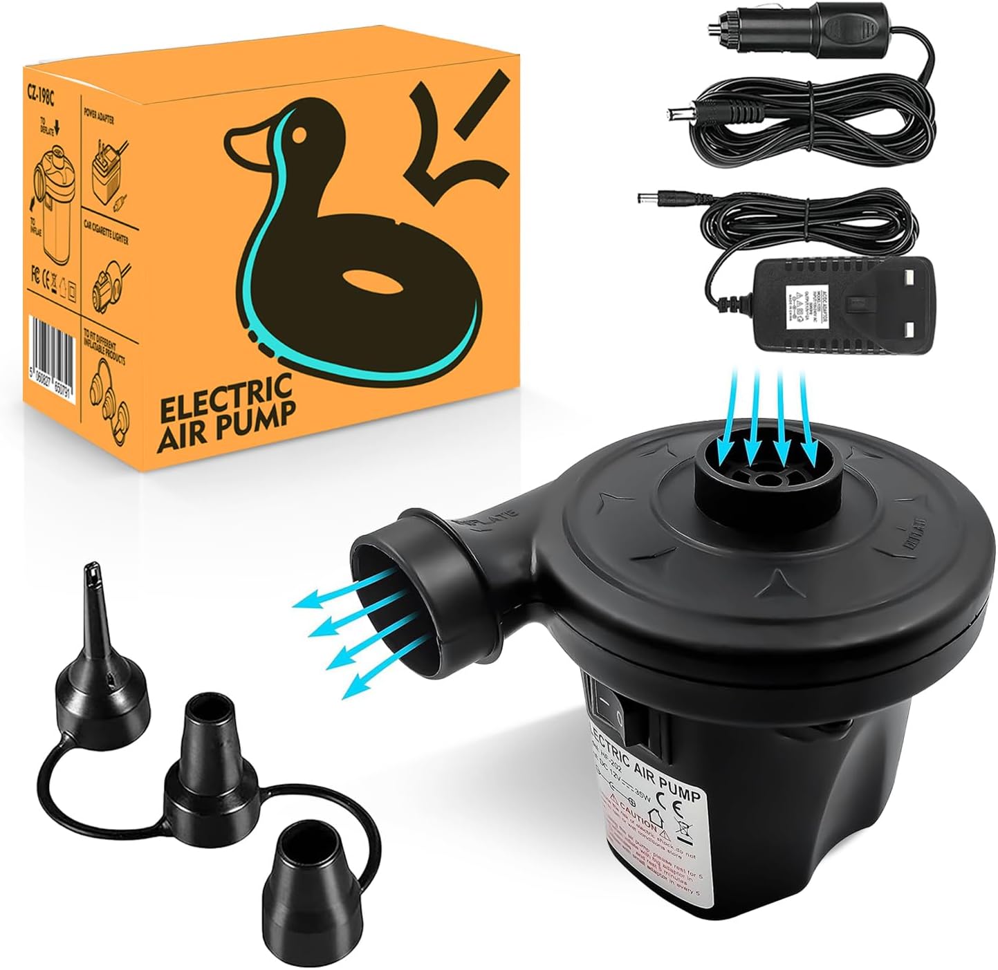 Roe Tenpo Electric Air Pump with 3 Nozzles