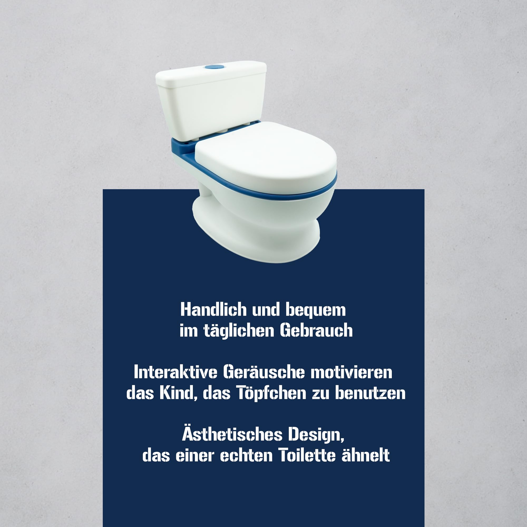 Girox Interaktives Kinder Töpfchen WC - Lerntoilette mit Musik und Soundeffekten - 38 cm x 32 cm x 43 cm - Weiß Blau - Förderung der Selbstständigkeit und hygienisches Töpfchentraining