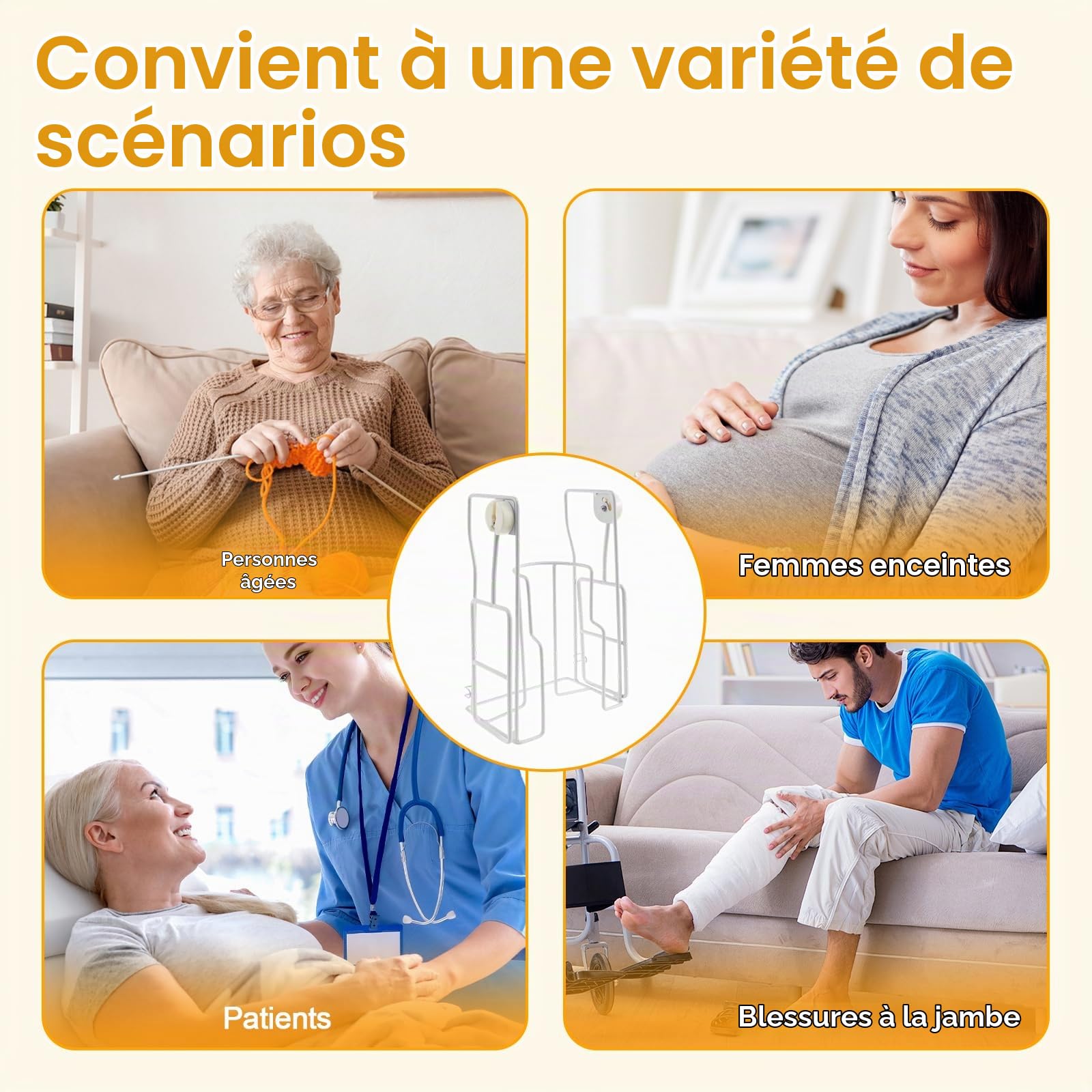 Enfile Bas de Contention, Enfile Chaussettes avc Gants, Enfile Chaussettes de Contention, Poignées en Mousse Confortable, Enfile-Chaussettes pour patients postopératoires et personnes âgées