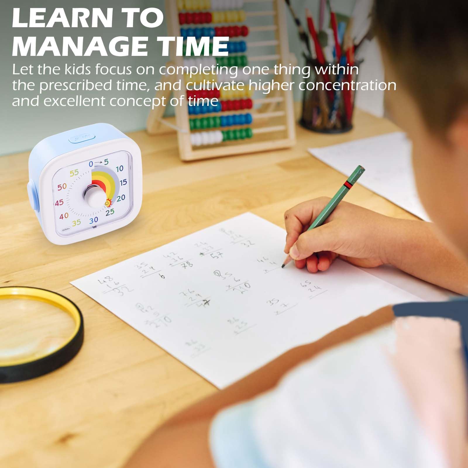 Timer Visivo Da 60 Minuti Con Luce Notturna, Per Il Conto Alla Rovescia, Pomodoro Motivo Bambini E Adulti Blu 87935727