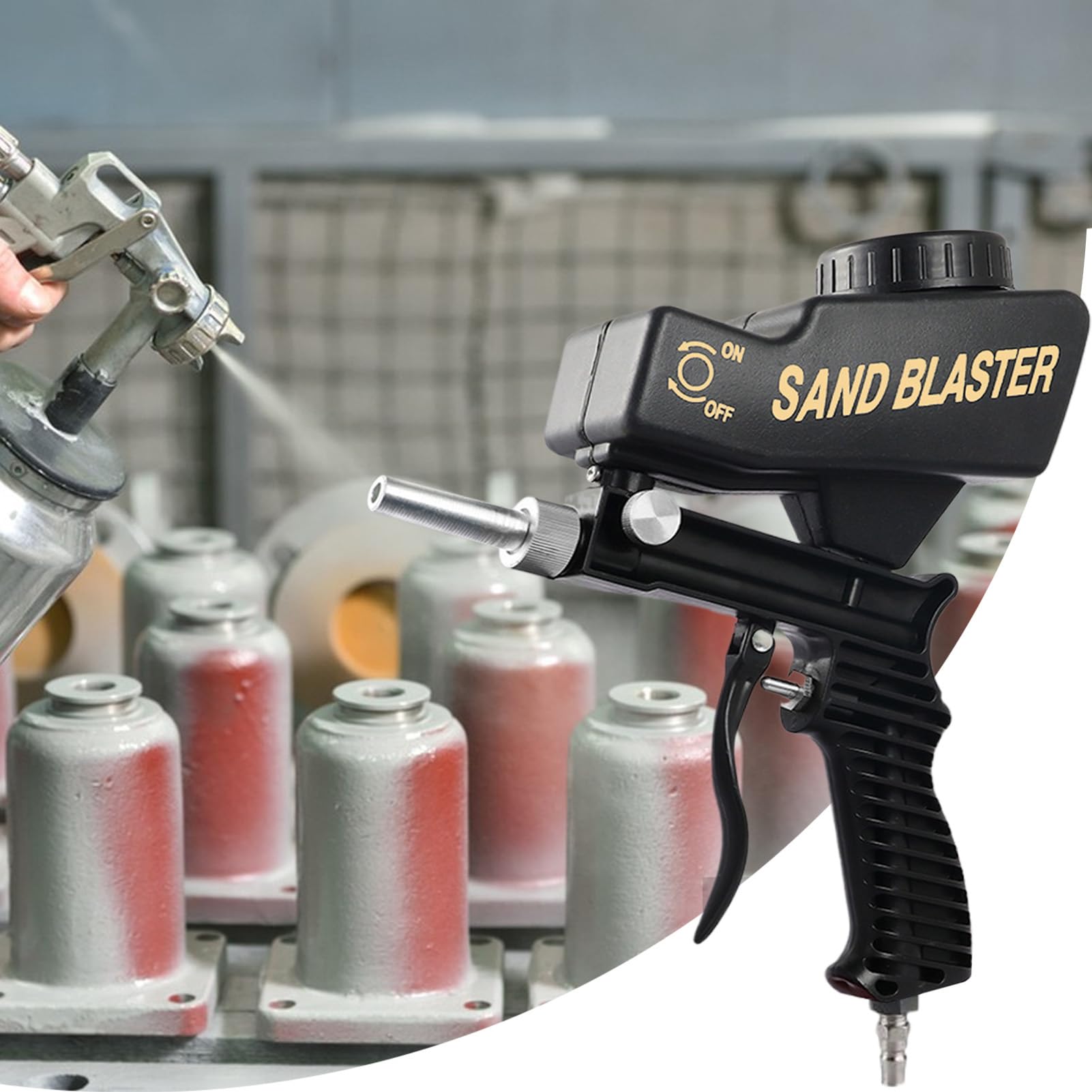 Sableuse - Pistolet de sablage avec raccord d'air comprimé - Appareil manuel - Éliminateur de rouille pour restauration - Protection du bois - Réparation automobile - Meubles industriels - Métal