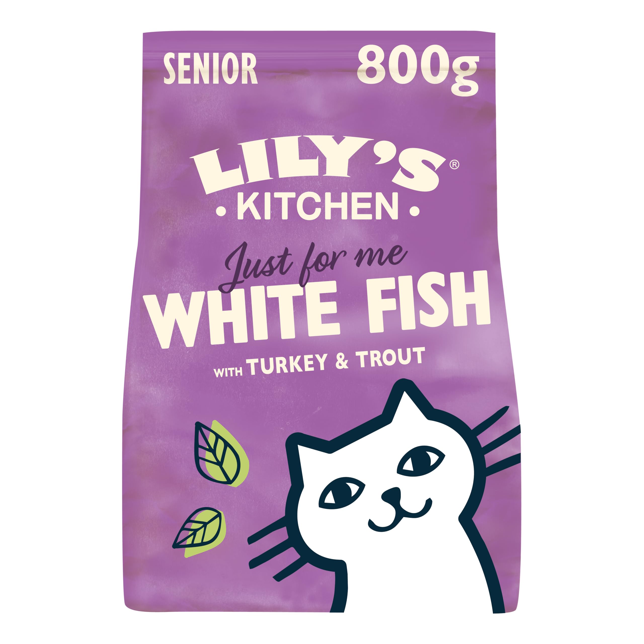 Lily's Kitchen Mit natürlichen Zutaten hergestellt Trockenfutter für Katzen Weißfisch mit Pute & Forelle Getreidefreie Rezeptur 4 x 800g
