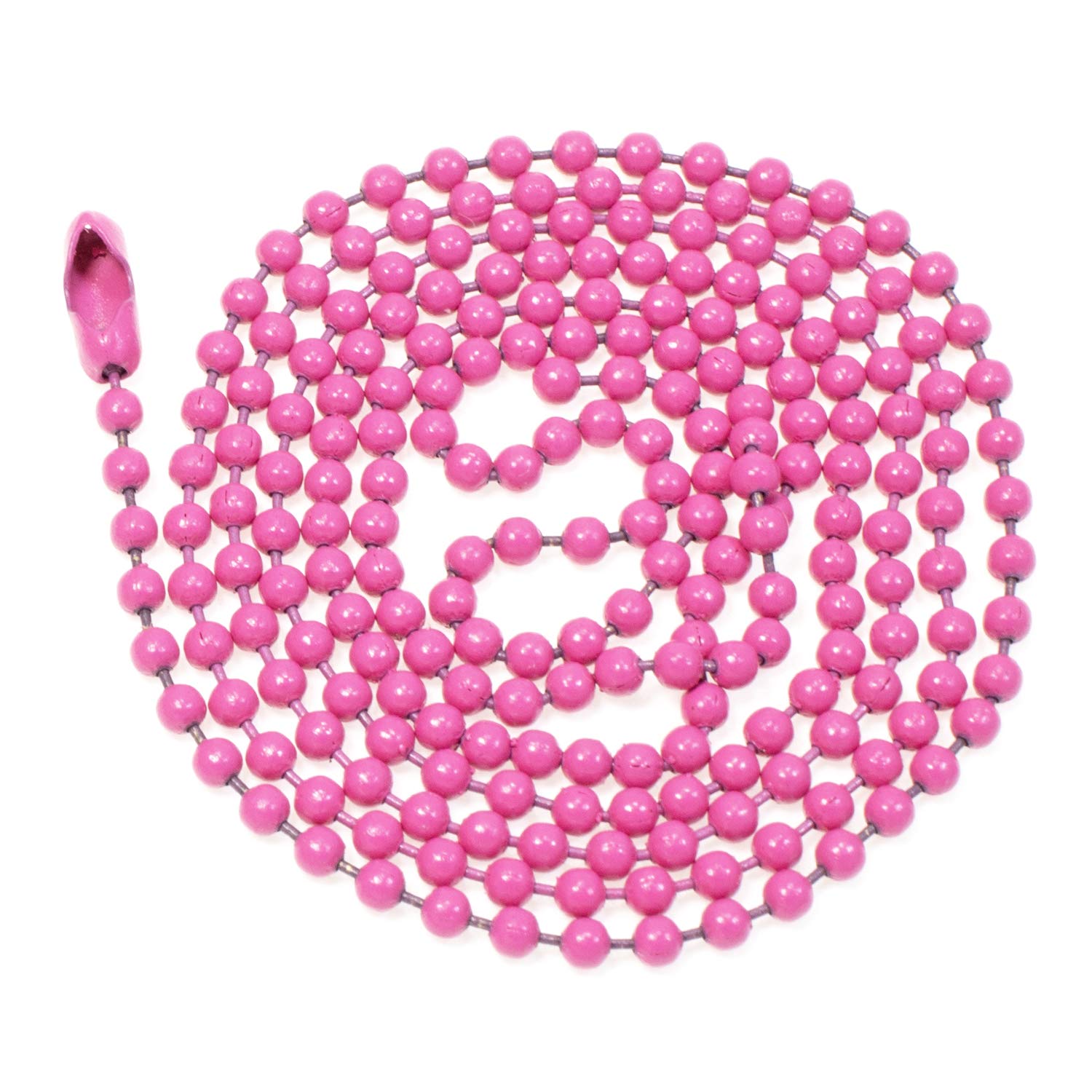Pink Coated Steel Ball Chain Necklace | 3 Dog Tag Chain | 2.4mm 30 inches