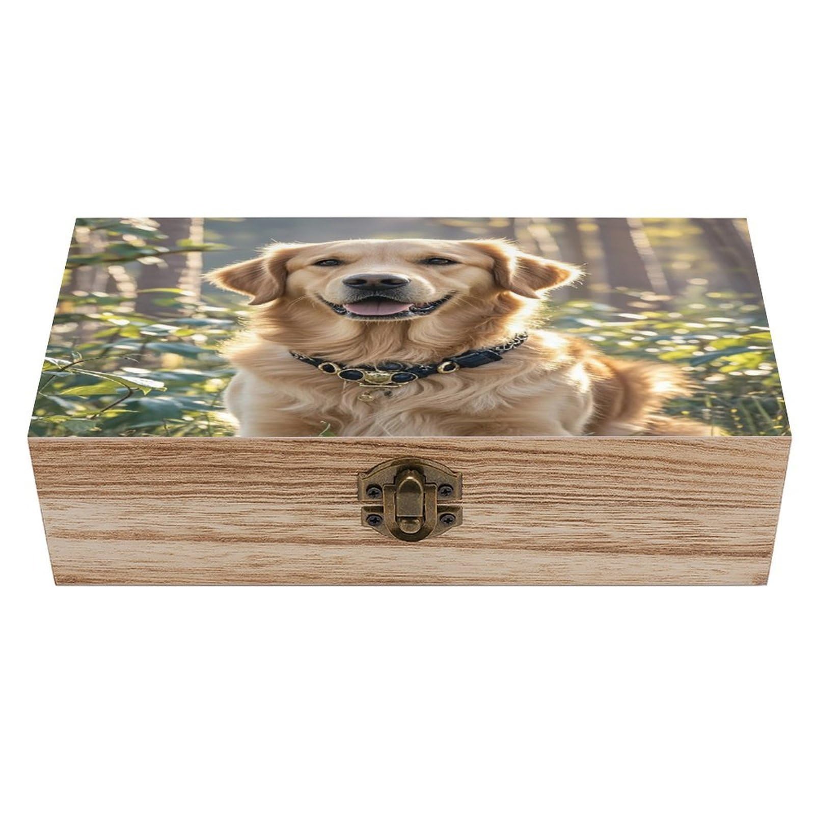 LZQPOEAS Golden Retriever Wooden Box Storage Space to Organize Jewelry in A Beautiful Small Storage Box Decorative Card Boxes Memory Treasure Boxes for Crafts And Photo Storage