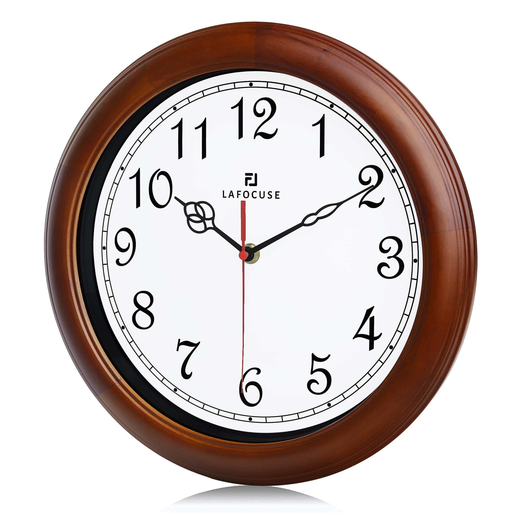 Lafocuse Horloge Murale Bois Massif Vintage 30cm Silencieuse Design Retro