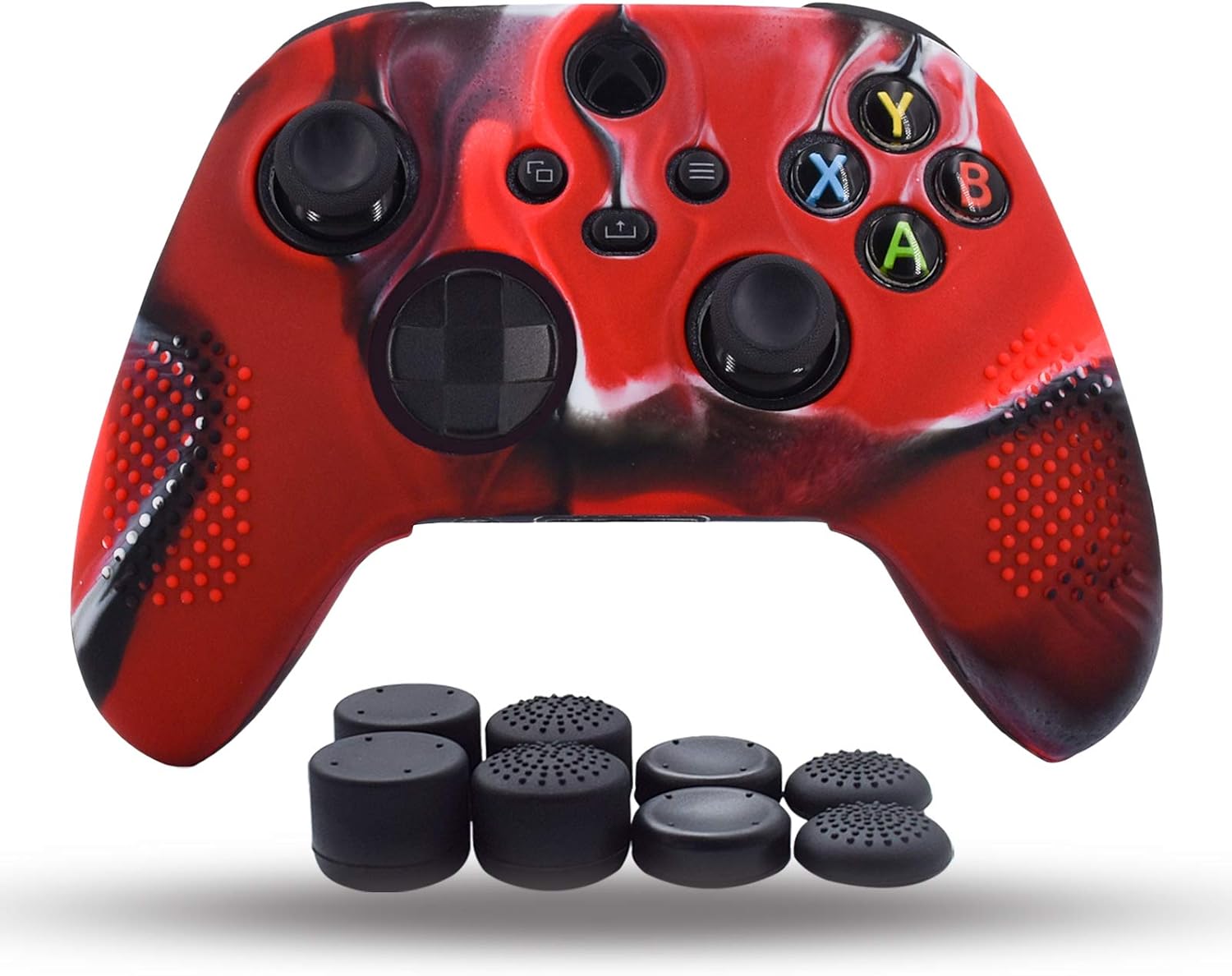 Skin Cover for Xbox Series X/S Controller Silicone Skin Anti Slip SX Controller Grip Case Protector - 8pcs Pro Thumb Grips-CamouRed