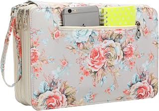 168 Slots Colored Pencil Case-Twill Oxford Pencil Holder with Zipper Closure Colored Pencil Orangizer for Watercolor Pens or Markers Large Capacity Pencil Case for Artist or Student (Gray Rose)