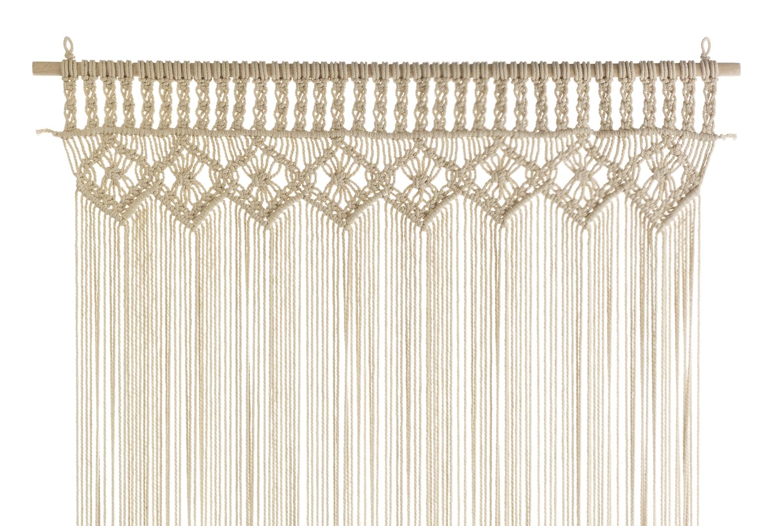 Kobolo Türvorhang Twine 95x200/220 cm beige, Makramee Vorhang mit 132 Strängen je 0,5cm, dekorativer Boho Wandbehang, Raumteiler & Insektenschutz, lichtdurchlässiger Fadenvorhang, Fenstervorhang