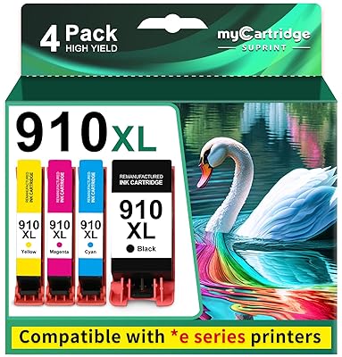 910XL Ink Cartridges for HP Printers Replacement for HP 910 Ink HP 910XL Ink Cartridges Combo Pack for HP 910 Work with OfficeJet Pro 8015e 8025e 8020e 8015 8020 8028e 8035e 8010e Printer(4 Pack)