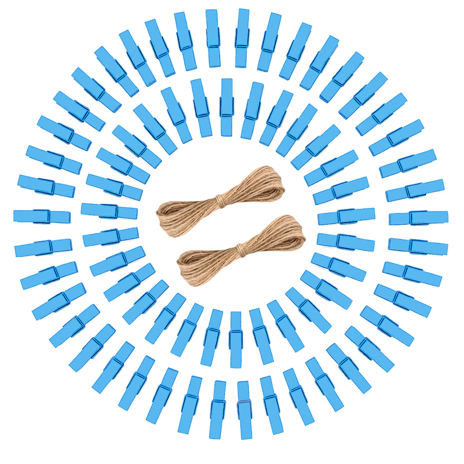 jijAcraft 3.5cm Blue Wooden Pegs: 100Pcs Mini Photos Pegs for DIY Crafts, Small Wooden Clothes Peg for Hanging Photos Cards, Photo Wall Display Clips for Birthday, Party Decoration — image 1