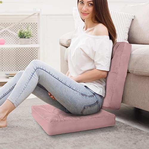 Miniatura 5 de ROFIEJOX Cojín de suelo, acogedora tela de terciopelo, asiento cuadrado para adultos, cojín de respaldo de meditación copetudo para interiores, sala