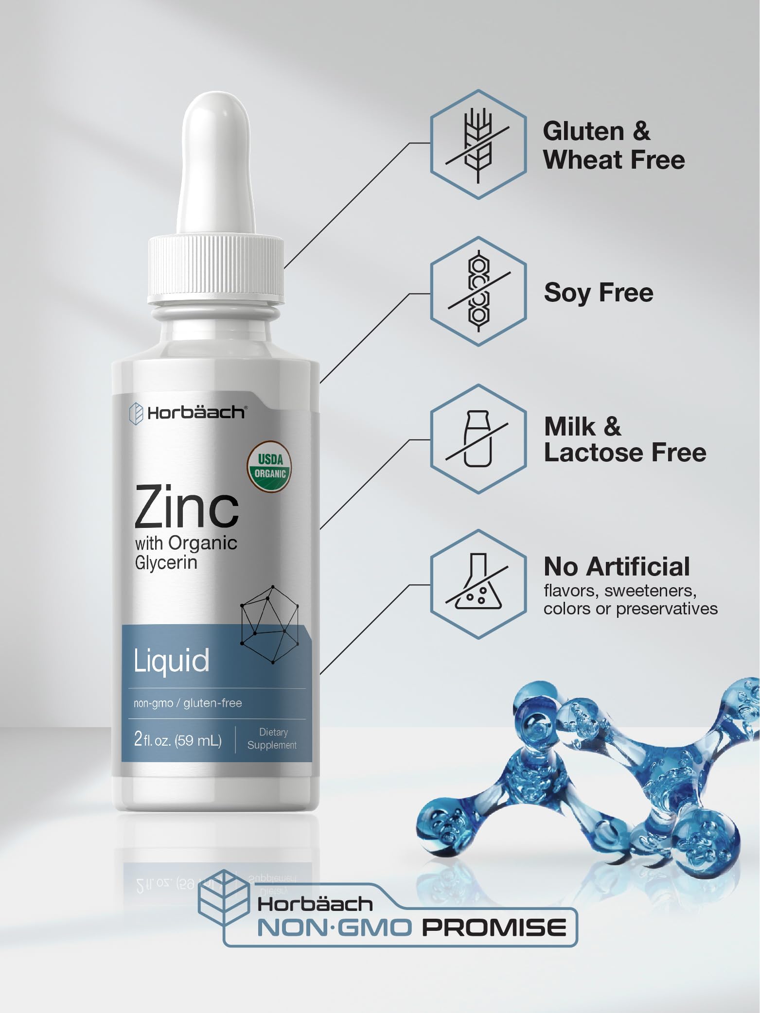 Horbäach Liquid Zinc Drops | 2 Oz | with Organic Glycerin | Vegetarian, Non-GMO, Gluten Free Supplement — Amazon image 5