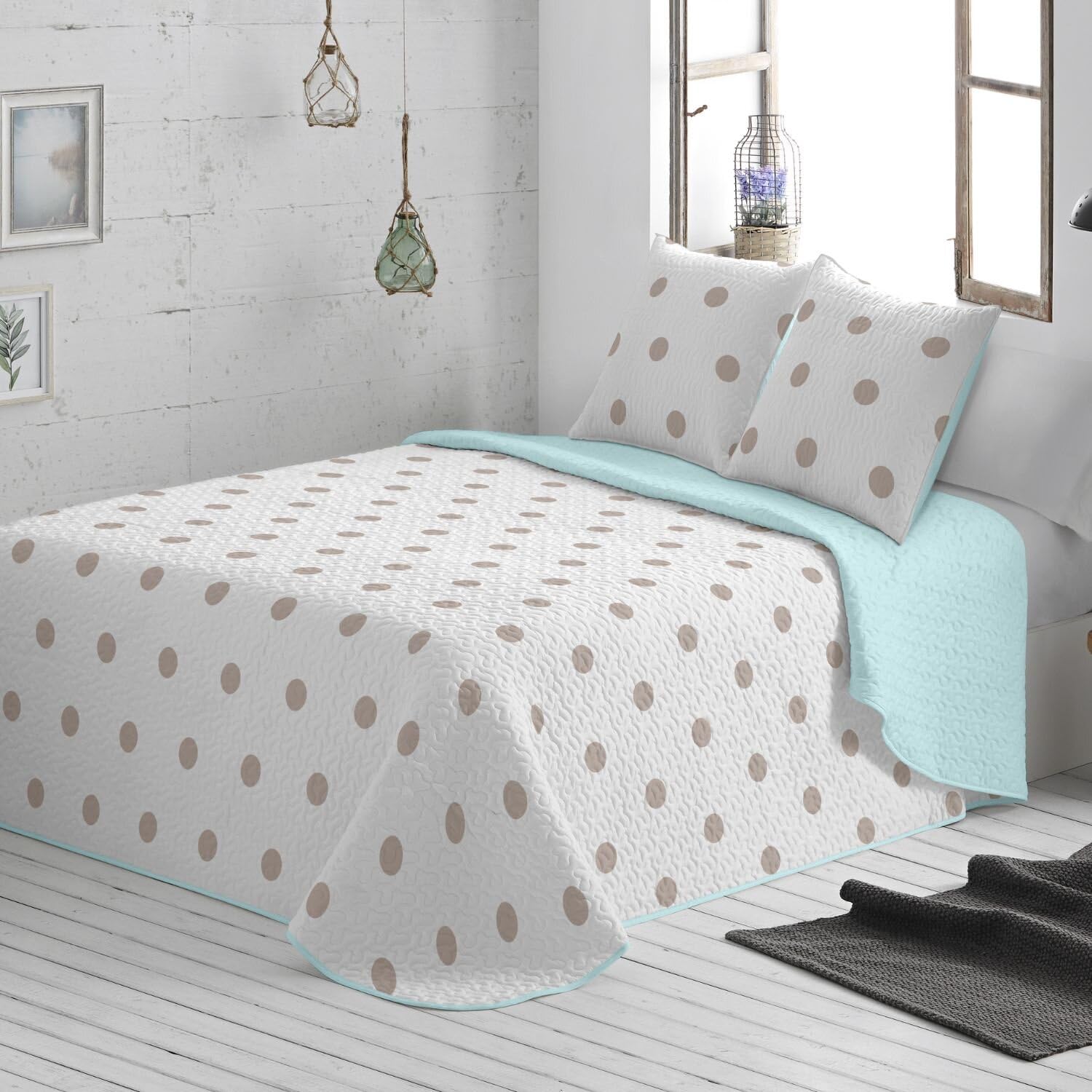 Burrito Blanco | Colcha boutí 129, Agua | para Cama de 150/160 cm (+ Medidas Disponibles) | Colchas Juveniles 150 | Cama Doble 150