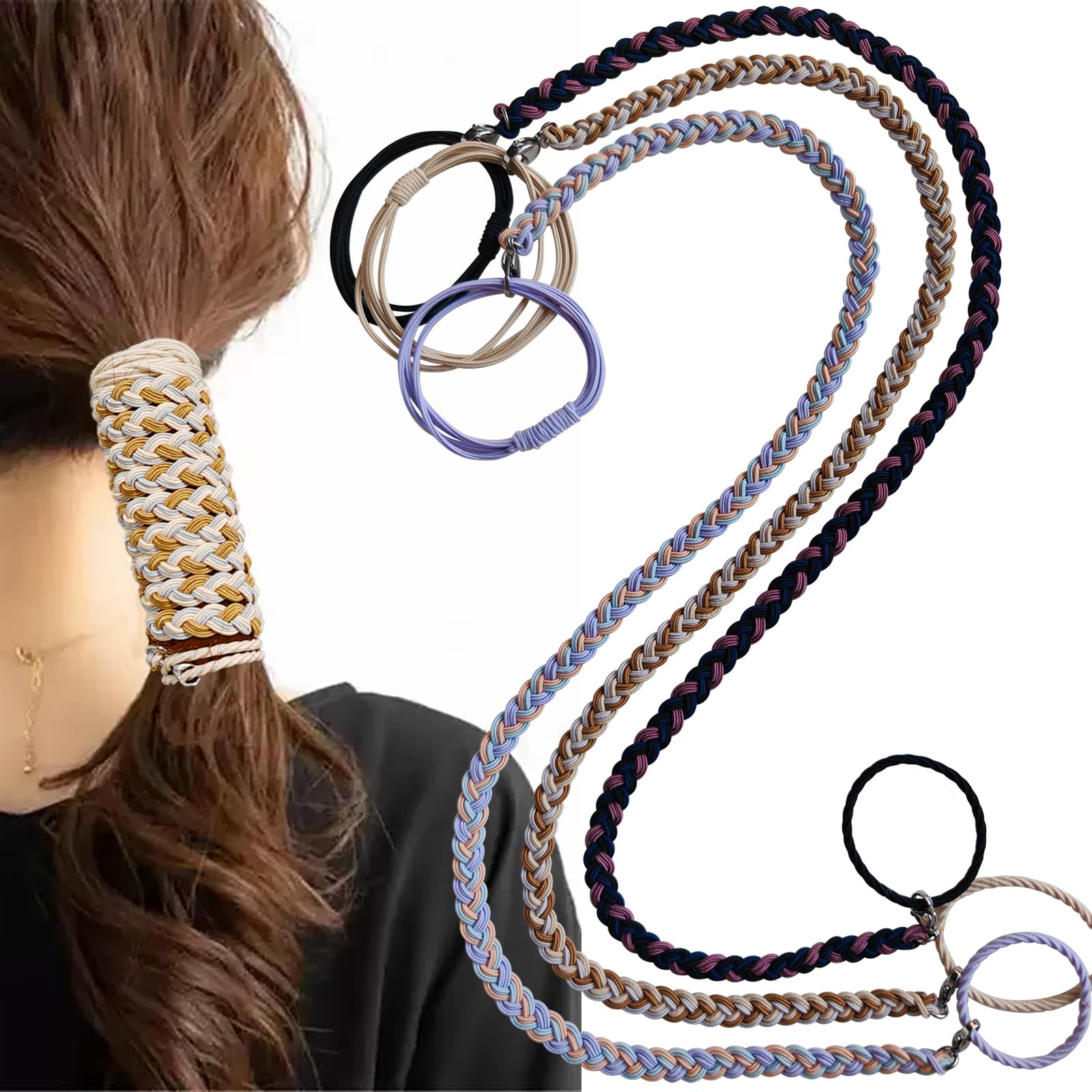 Amazon.com : Elastic Spiral Braided Hair Ties for Women and  display picture 1