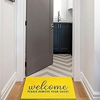 Vista 6 de AAZZKANG Tapete amarillo antideslizante y duradero para zapatos, grande, 36 x 24 pulgadas, ultra absorbente, fácil de limpiar, tapete para puerta