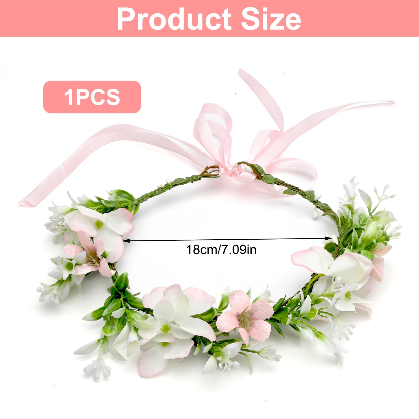 Corona di Fiori Copricapo Cane Papillon Nozze Cerchietto Matrimonio Accessori Foto Rosa