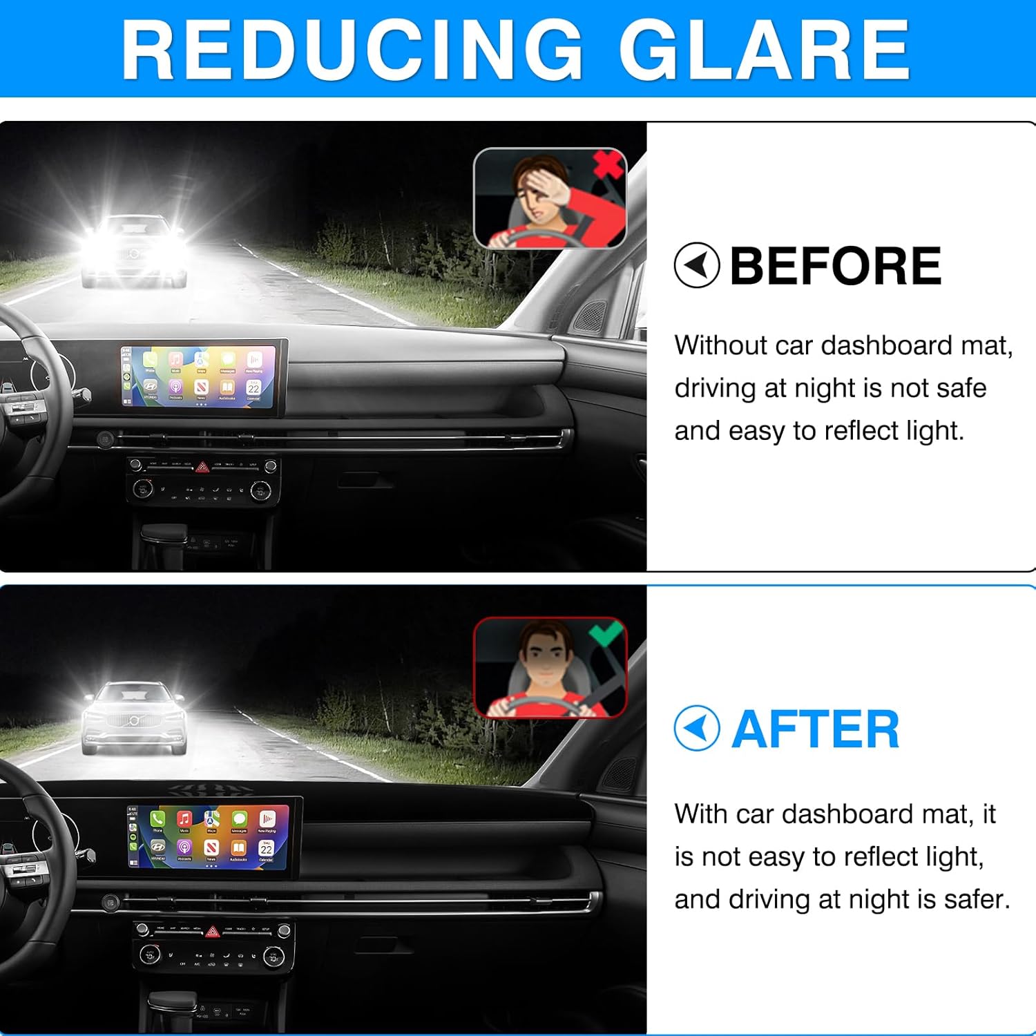 Autorder Dashboard Cover Mat for Hyundai Tucson 2025 2026 Accessories Dash Cover Upgrade Velvet Dash Mat Sunshade Glare UV Rays Protector